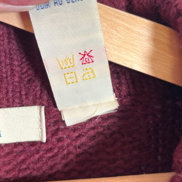 Vtg R&R Sweater LARGE Maroon Lace Up Front Wool Blend Cabincore - Picture 5 of 7
